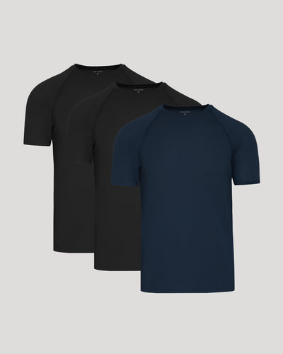 Black & Navy Active Mesh Crew 3-Pack