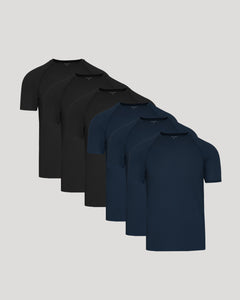 True ClassicBlack & Navy Active Mesh Crew 6-Pack of men's short-sleeve tees.
