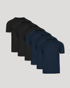 Black & Navy Active Mesh Crew 6-Pack of men's short-sleeve tees.