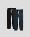 Boys' Black & Navy Fleece Joggers 2-Pack with elastic cuffs.