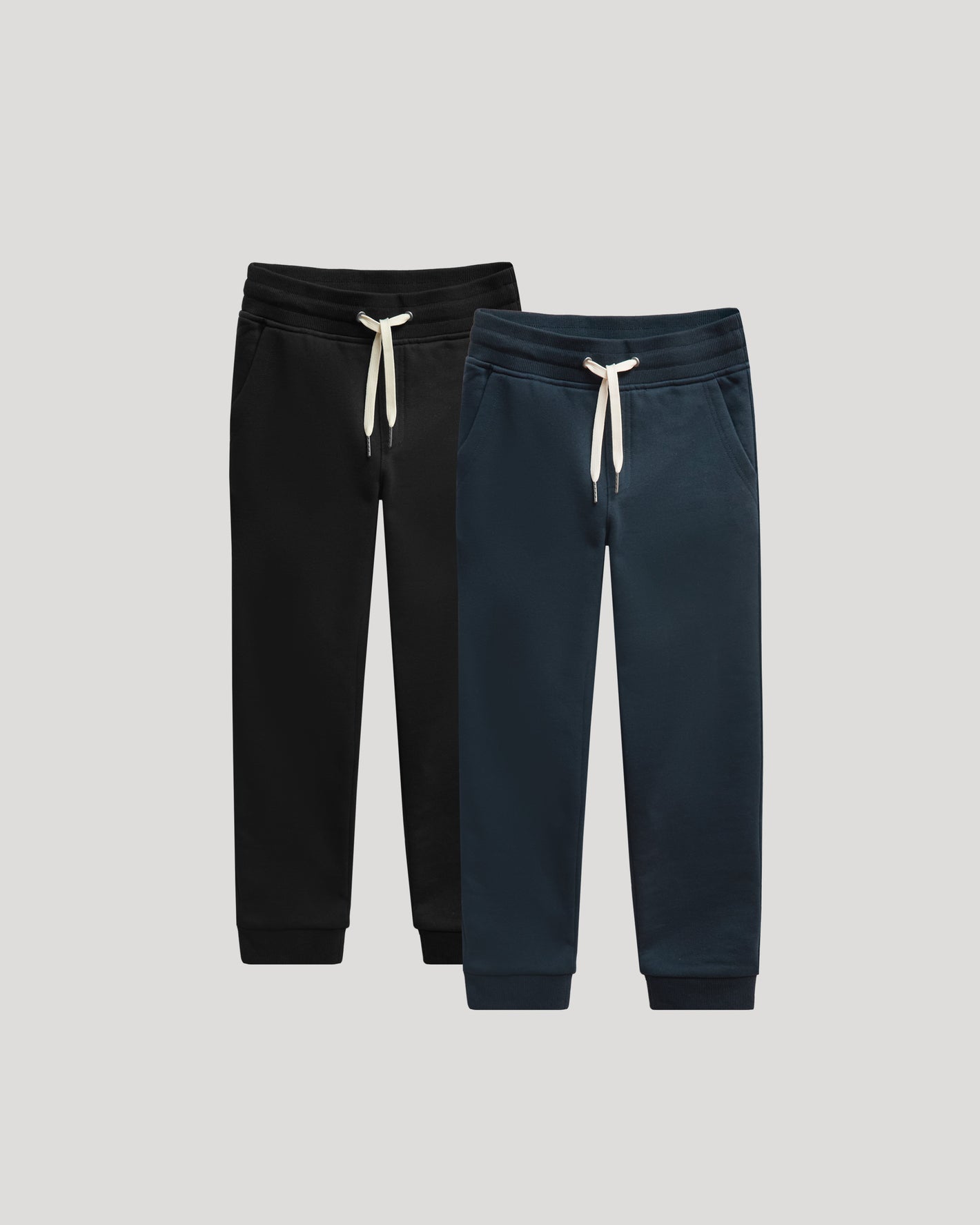 Boys' Black & Navy Fleece Joggers 2-Pack with elastic cuffs.