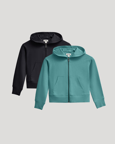 Hoodie corto con cremallera para niñas
