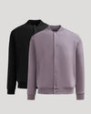 Black & Thistle Bomber Fleece Jacket 2-Pack on gray background.