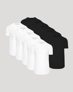 Black & White Curved Hem Classic Crew Neck 10-Pack