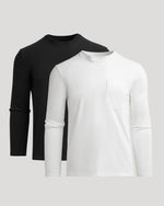 Black & White Heavyweight Long Sleeve Pocket Crew 2-Pack
