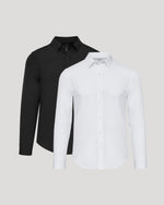 Lot de 2 chemises de performance à manches longues noires et blanches