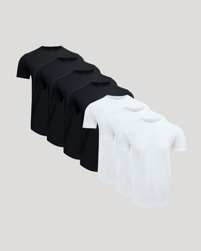 Black & White Premium Pima Crew Curved Hem 7-Pack