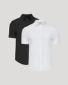 Black & White Short Sleeve Performance Dress Shirt 2-Pack, laid flat.