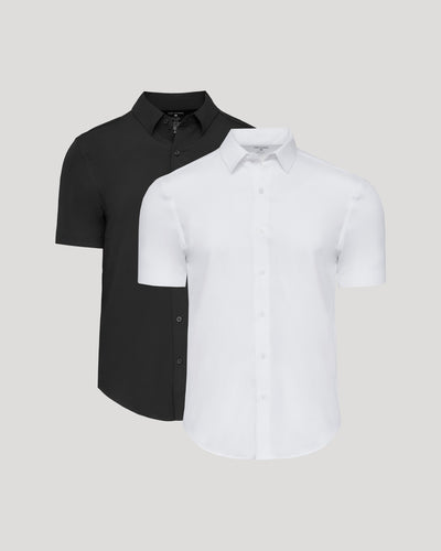 Black & White Short Sleeve Performance Dress Shirt 2-Pack