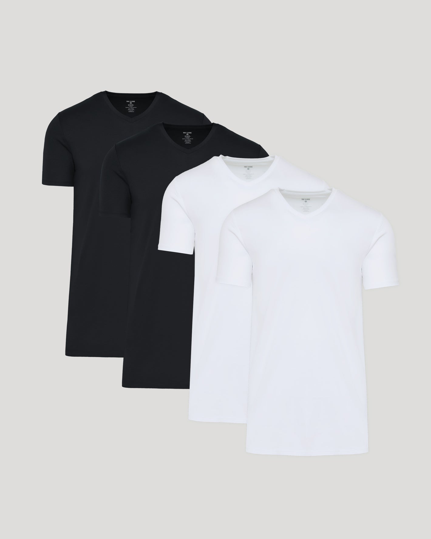 Black & White Tall Premium Pima V-Neck 4-Pack displayed neatly.