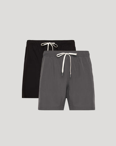 Black and Carbon Active Quick Dry Shorts with Liner 2-Pack