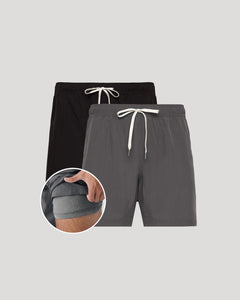 True ClassicBlack and Carbon Active Quick Dry Shorts with Liner 2-Pack featuring comfort liner.
