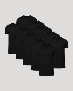 True ClassicBlack Classic Tall V-Neck 10-Pack neatly displayed on gray background.