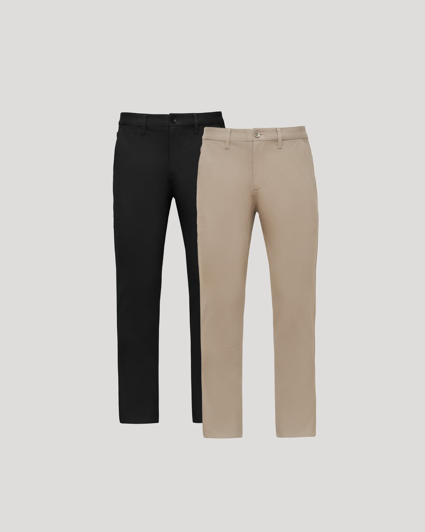 Black & Khaki Straight Chino Pants 2-Pack on neutral background.