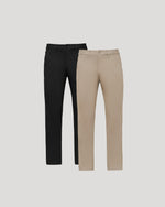 Lot de 2 pantalons chino droits noirs et kaki
