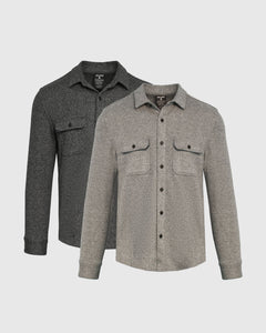 True ClassicBlack & Light Gray Sweater Shirt Jacket 2-Pack