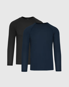 True ClassicBlack & Navy Long Sleeve Active Mesh Crew 2-Pack