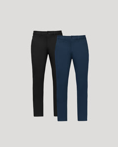 True ClassicBlack & Navy Slim Chino Pants 2-Pack, featuring slim fit and modern design.