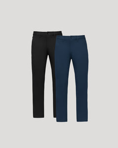 True ClassicNavy & Black Straight Chino Pants 2-Pack on gray background.