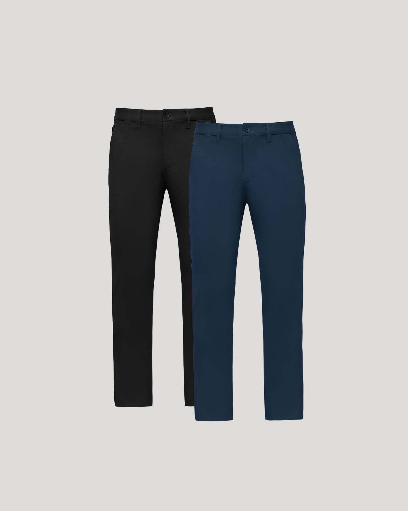 Navy & Black Straight Chino Pants 2-Pack on gray background.