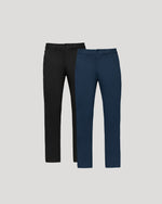 Lot de 2 pantalons chino droits bleu marine et noir