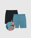 Black & Voyager 7 2-In-1 Active Training Shorts featuring teal with gray liner and black.