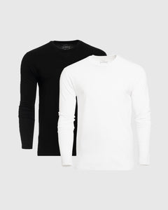 True ClassicBlack & White Long Sleeve Crew Neck 2-Pack