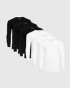 Black & White Classic Long Sleeve Crew Neck 6-Pack, staggered display.