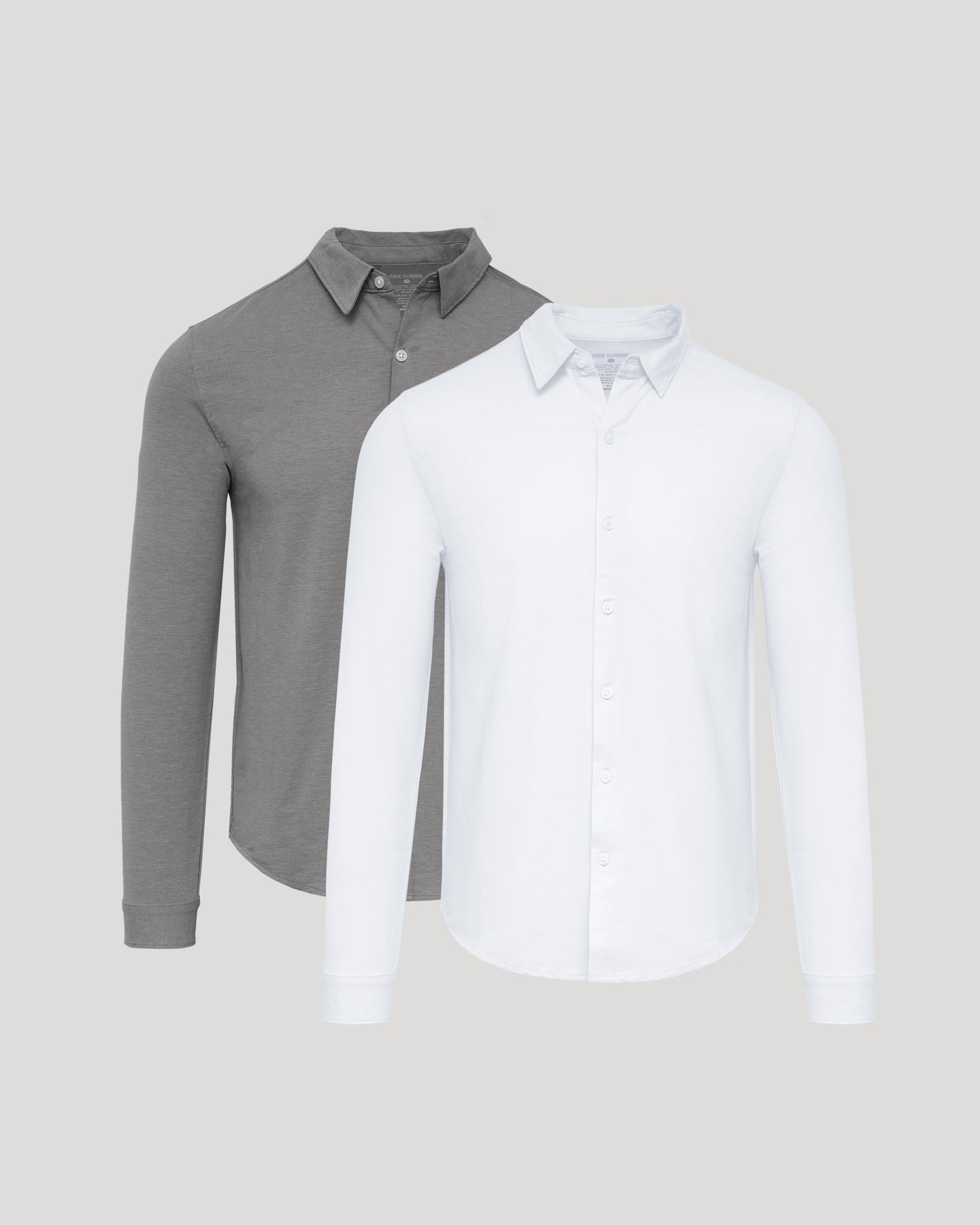 Oak & White Standard Long Sleeve Modern Knit Oxford 2-Pack laid out flat.