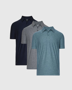 True ClassicBlue Shade Active Polo 3-Pack