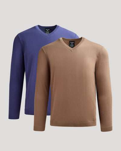 Truffle & Blueberry – Eleganter Pullover mit V-Ausschnitt, 2er-Pack