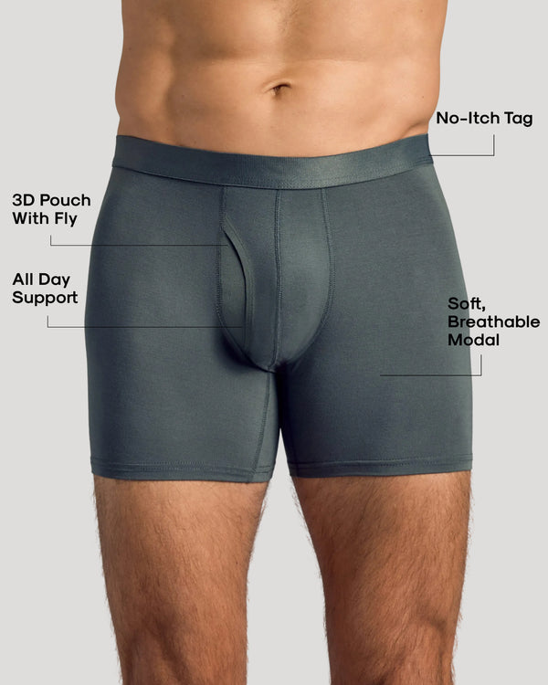 Carbon Boxer Briefs W/ Fly 12-Pack 2025 featuring 3D pouch and soft modal.