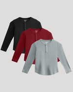 Boys' Waffle Long Sleeve Henley 3-Pack