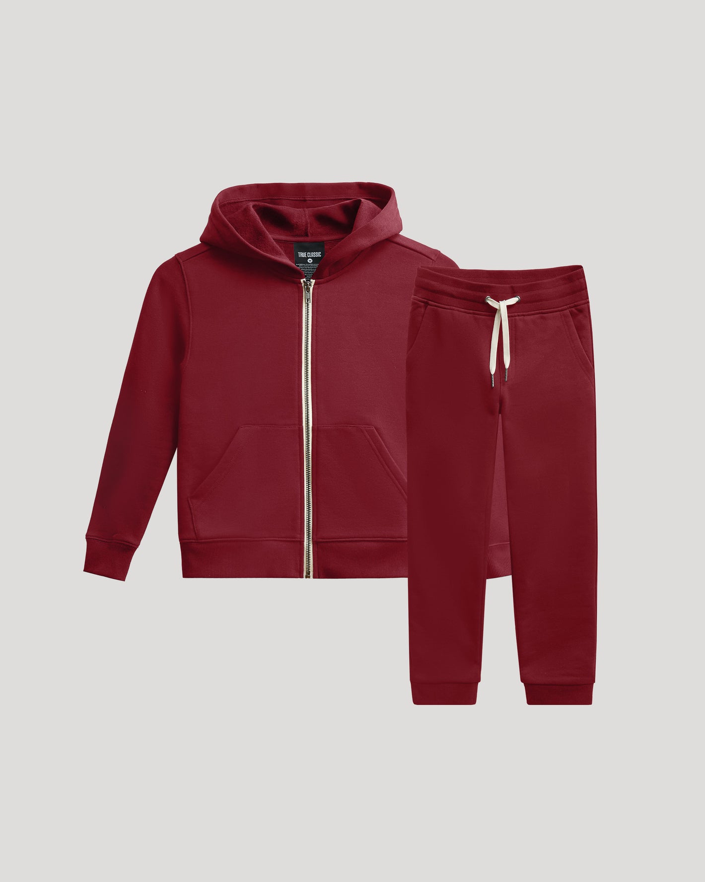 Boys Dark Maroon Full Zip Fleece Hoodie & Jogger 2-Pack