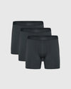 Carbon Boxer Briefs 3-Pack arranged in staggered row, showcasing sleek design.