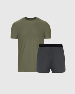 True ClassicCarbon Green Active Crew and Short 2-Pack