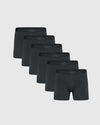 Carbon Boxer Trunks 6-Pack, black boxer-briefs, staggered arrangement.