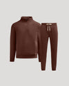 Carob Half Zip Fleece Sweatshirt & Jogger 2-Pack displayed on gray background.