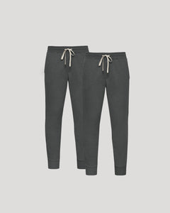 True ClassicCharcoal Heather Gray Fleece French Terry Joggers 2-Pack with drawcords.