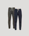 Charcoal & Dark Heather Navy Active Jogger 2-Pack with drawstrings.