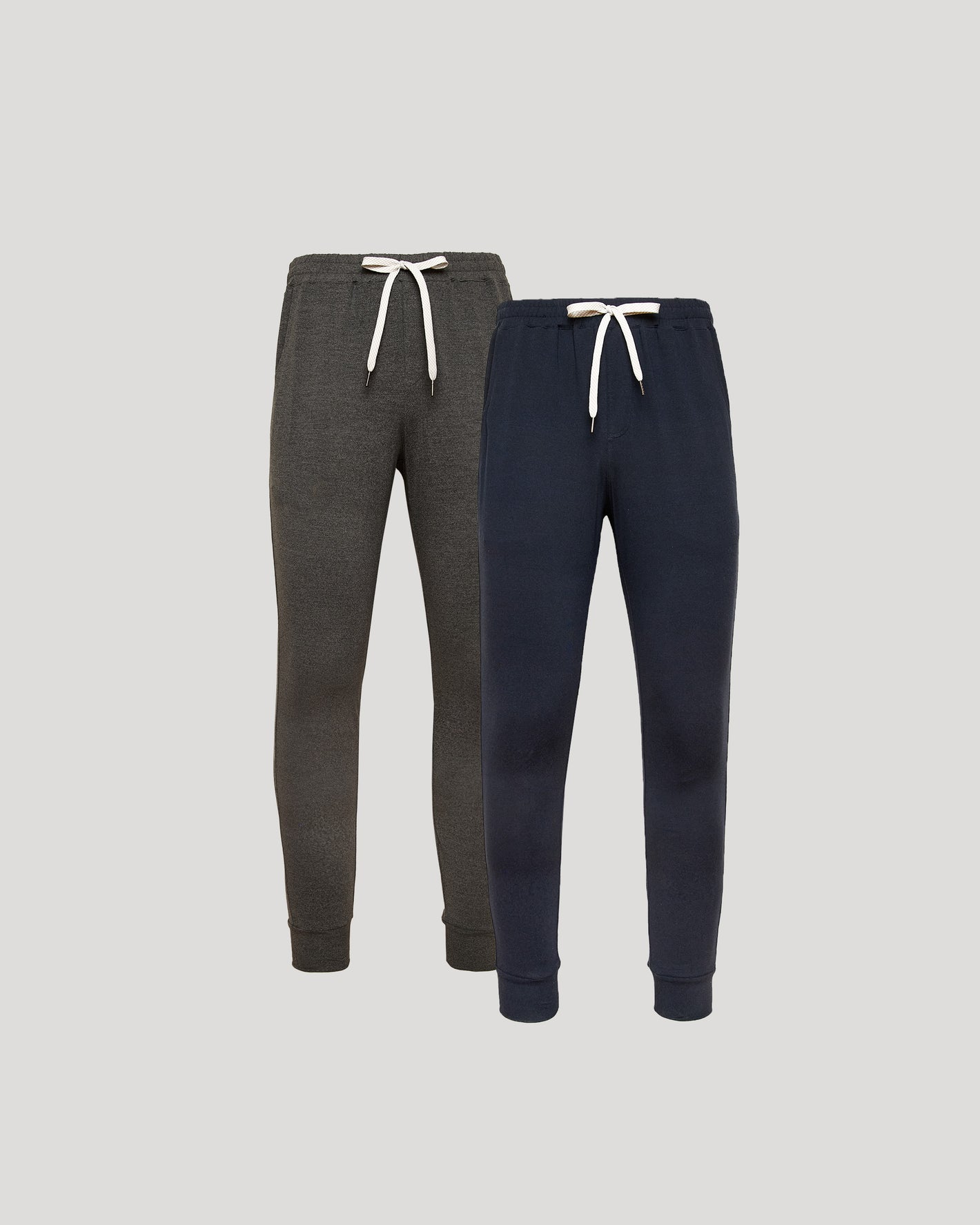 Charcoal & Dark Heather Navy Active Jogger 2-Pack with drawstrings.
