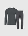 Charcoal Heather Gray Loungewear Long Sleeve Tee And Jogger Set displayed.