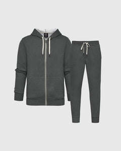 True ClassicCharcoal Heather Gray Fleece Zip Hoodie and Jogger Set