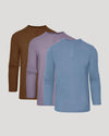 Seasonal Classic Long Sleeve Henley 3-Pack displayed side-by-side.