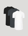 Classic Short Sleeve Tall Curved Hem Crew 3-Pack, layered display.
