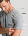 Man wearing Classic Crew 10-Pack T-shirt, showcasing fit and features.