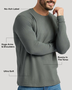 True ClassicCarbon Classic Long Sleeve Crew Neck highlighting comfort features.