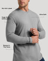 Heather Gray Classic Long Sleeve Crew Neck highlighting comfort and fit features.