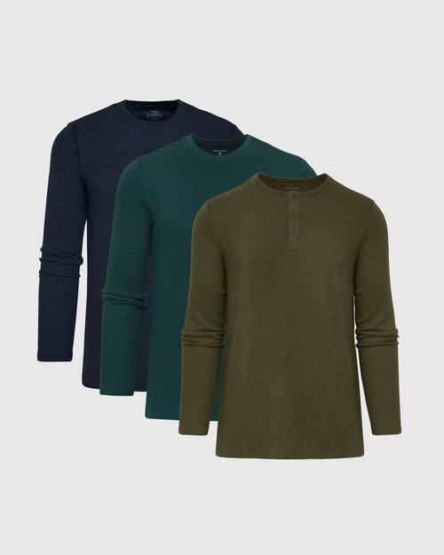 Color Waffle Long Sleeve Crew 3-Pack