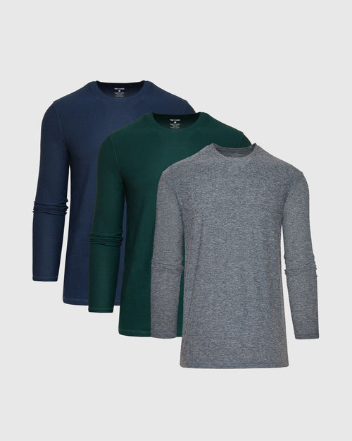 Cool Tones Active Long Sleeve Crew T-Shirt 3-Pack